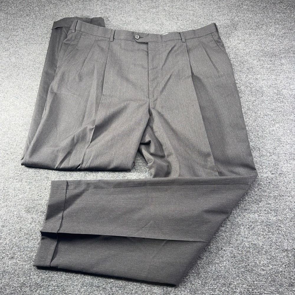 Hickey Freeman Mens Pleated Dress Pants Gray Cuffed Trousers 40x31 no tag